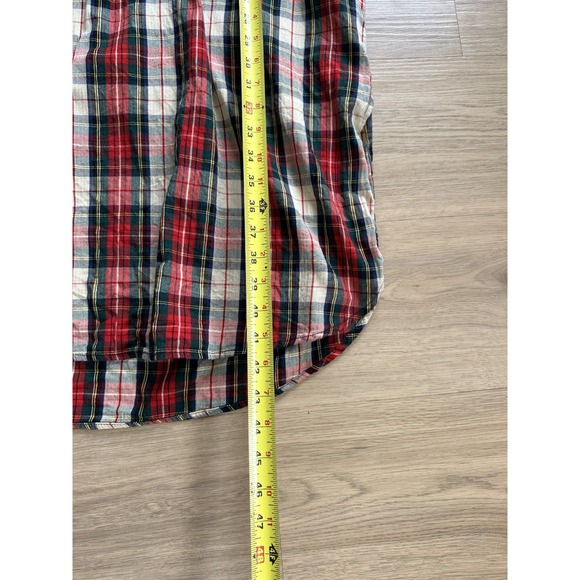 The Great. Sleep Dress 100% Cotten Midi Long Sleeve Red Plaid 1 Small Holiday - Picture 12 of 12